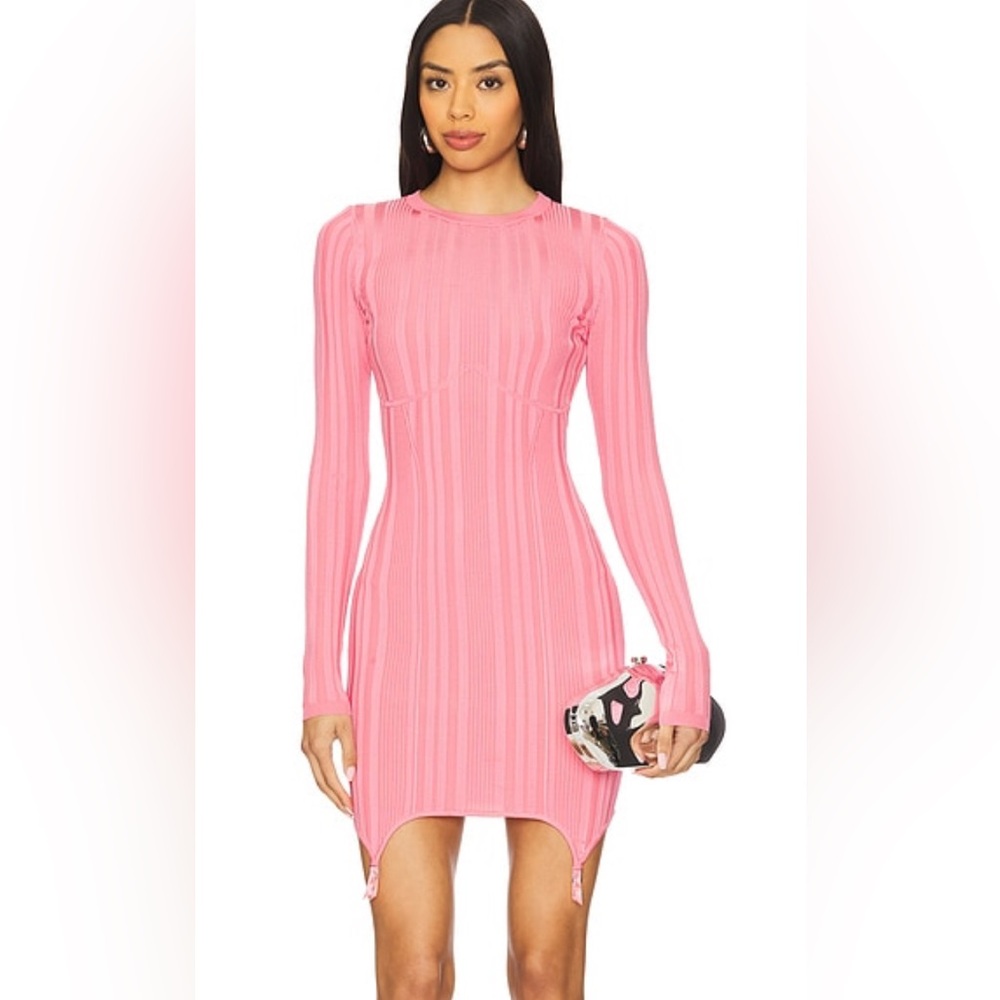 Fleur du Mal Navy Long-Sleeve Ribbed Mini Dress